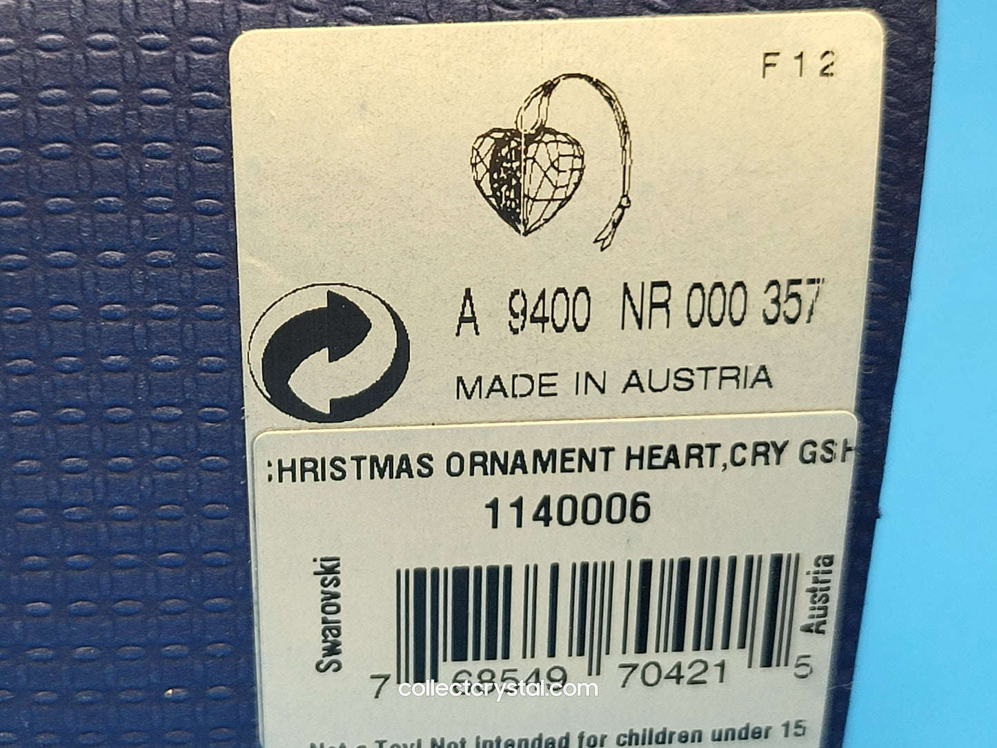 CHRISTMAS ORNAMENT – HEART CRYSTAL GOLDEN SHADOW 1140006