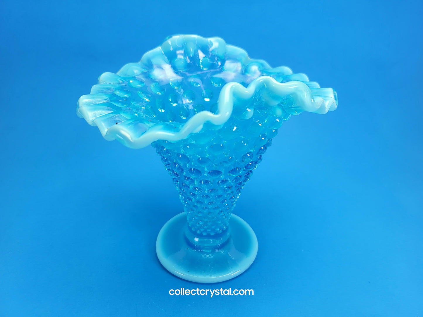 Fenton blue opal hobnail vase