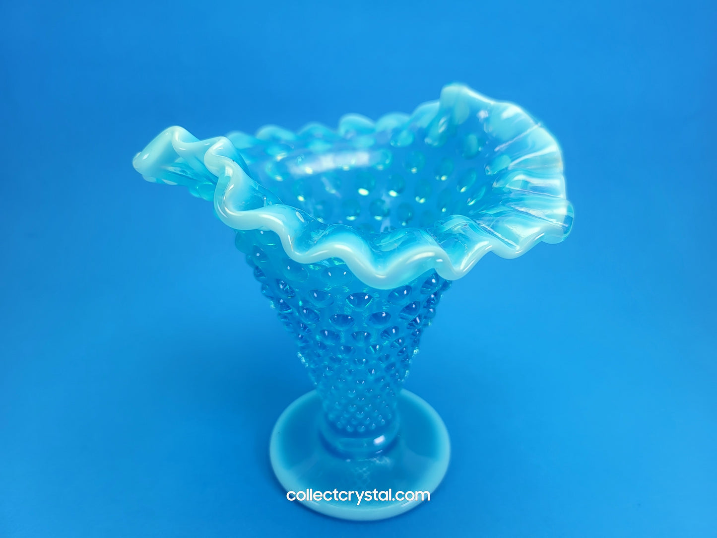 Fenton blue opal hobnail vase