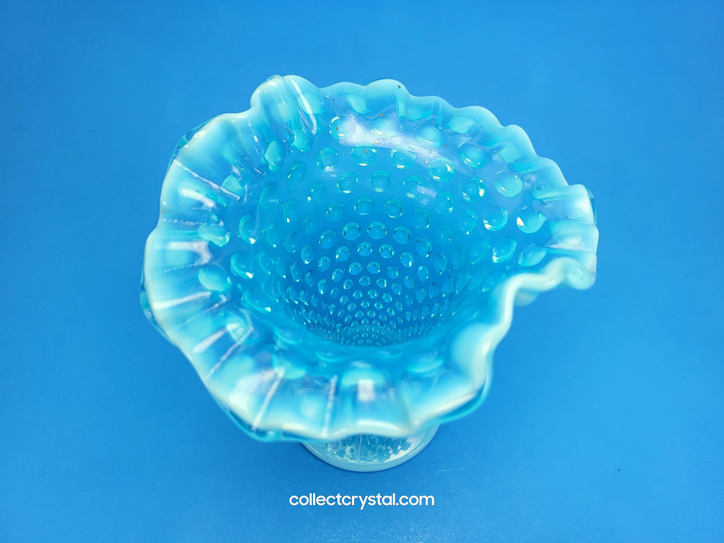Fenton blue opal hobnail vase