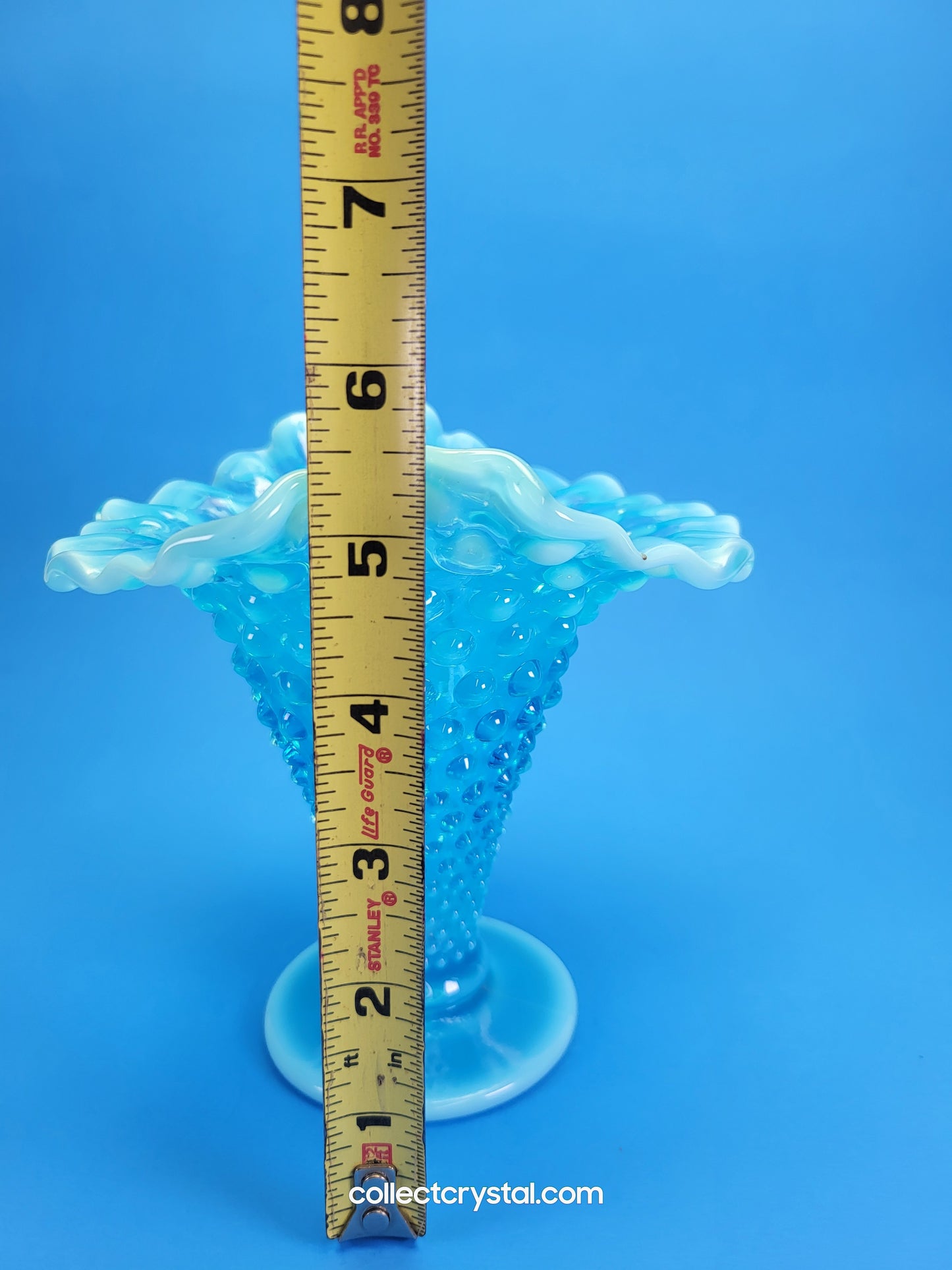 Fenton blue opal hobnail vase