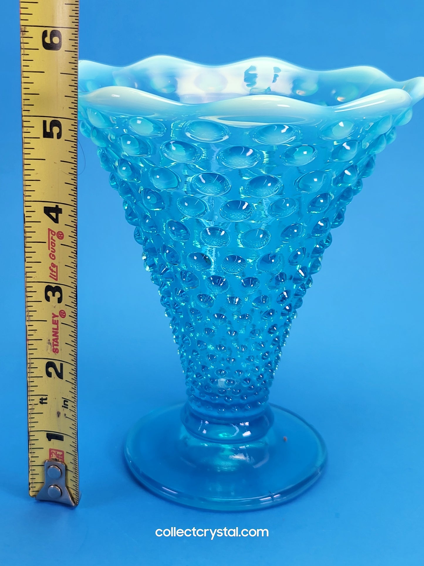 Fenton blue opal hobnail vase