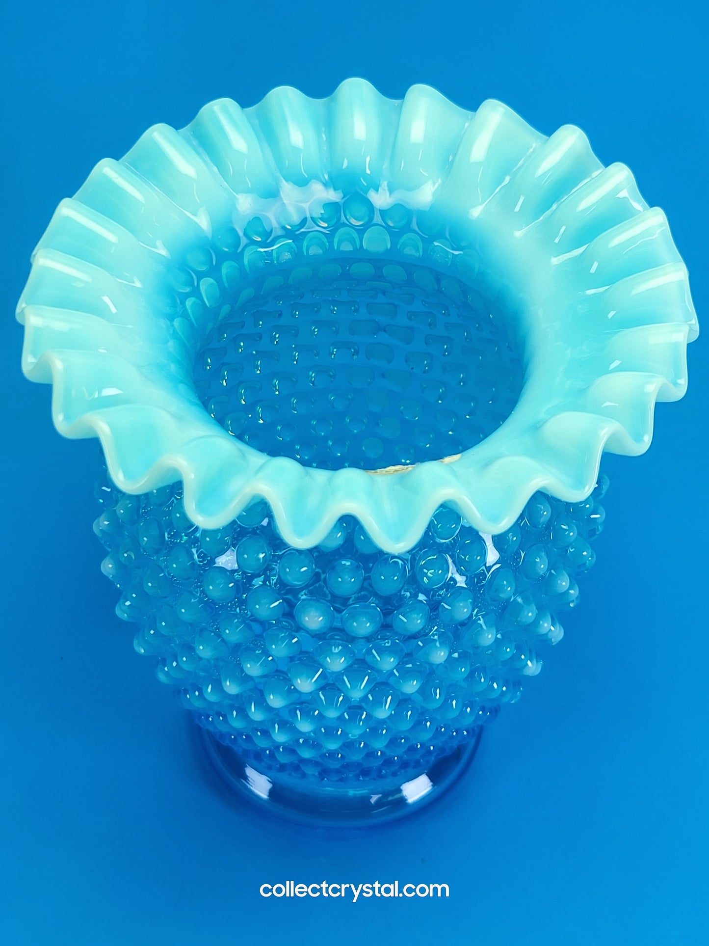 Fenton blue opal hobnail vase