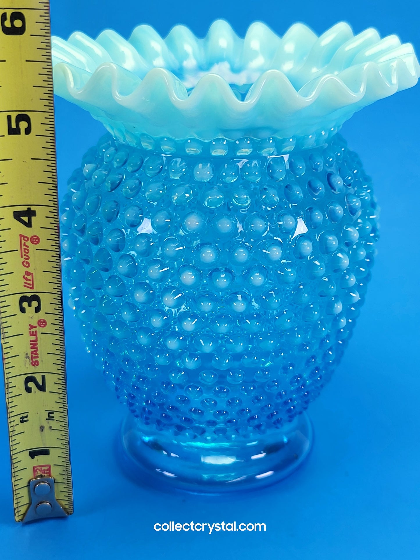 Fenton blue opal hobnail vase