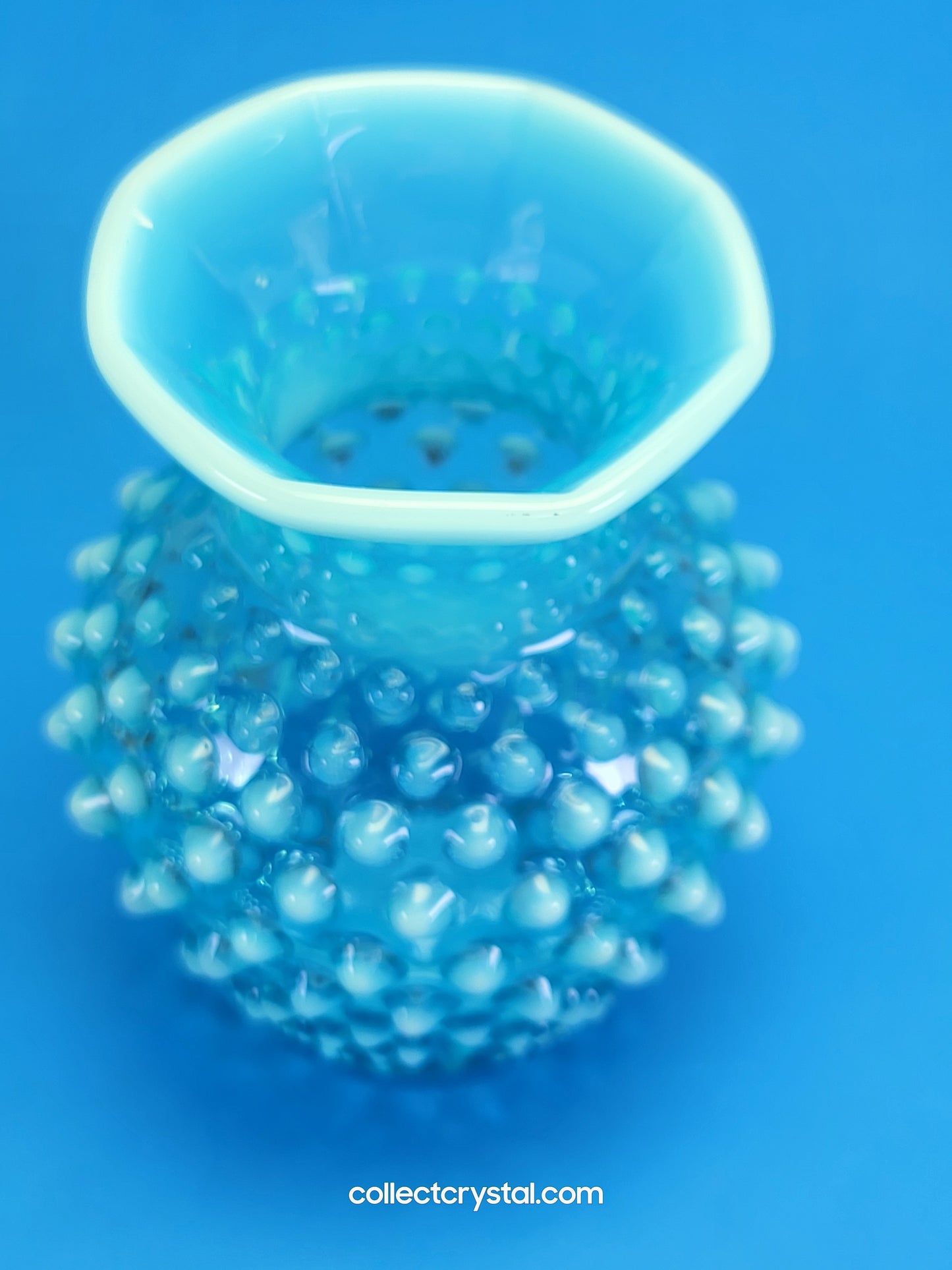Fenton blue opal hobnail vase