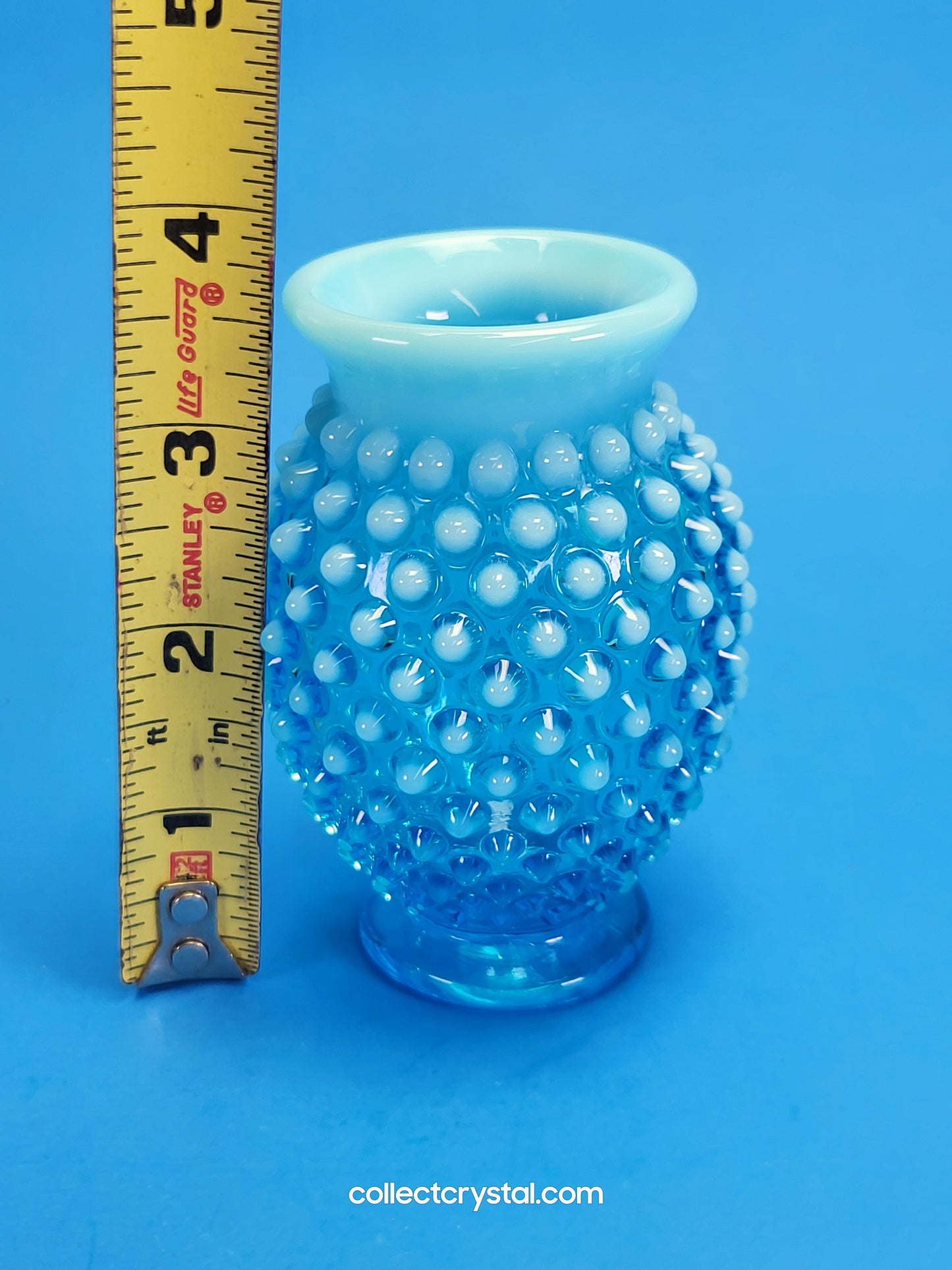 Fenton blue opal hobnail vase