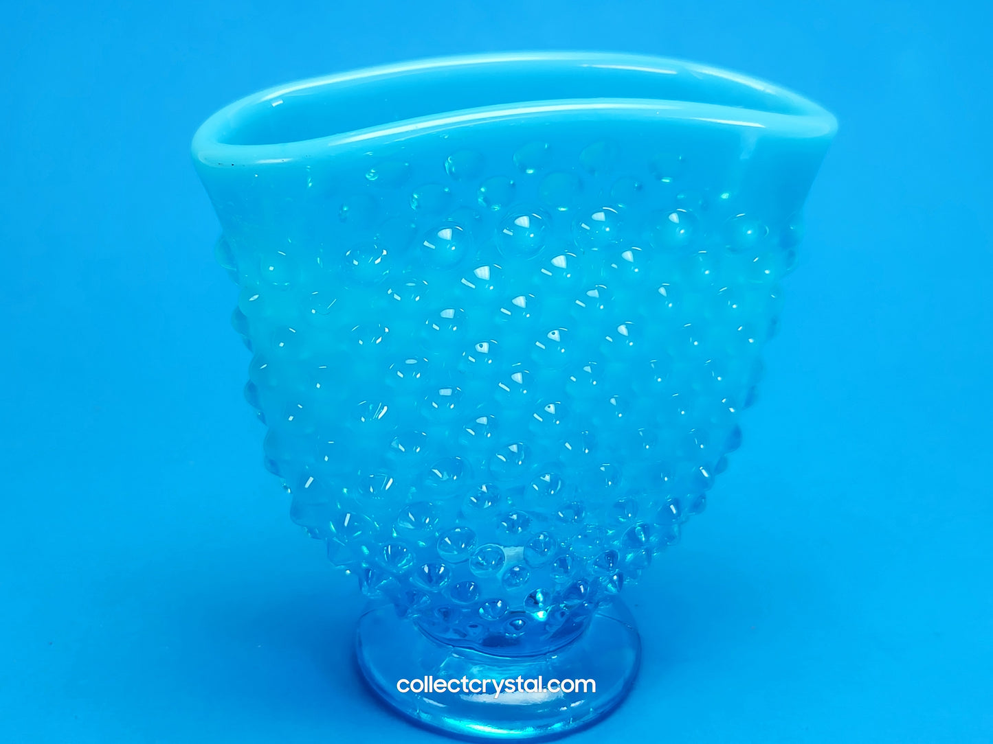 Fenton blue opal hobnail vase oblong