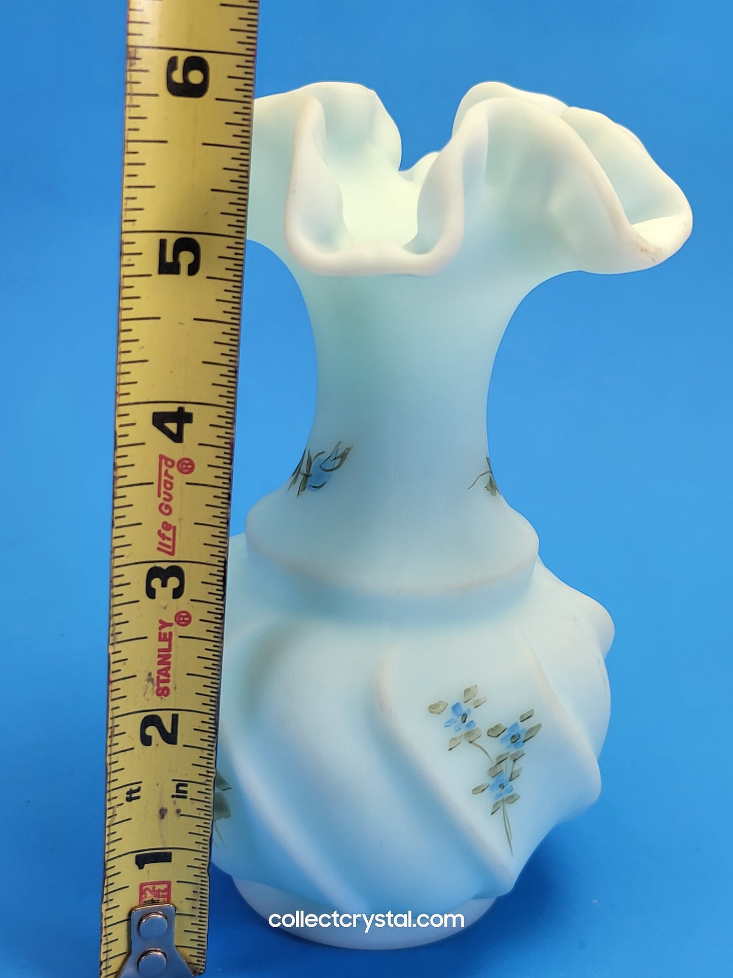 Fenton Blue Bud Vase hand Painted