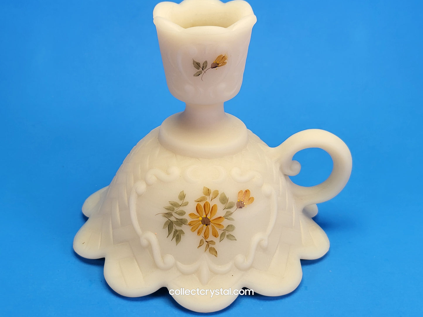 Fenton Cameo Satin Hand Painted Candle Stick holders