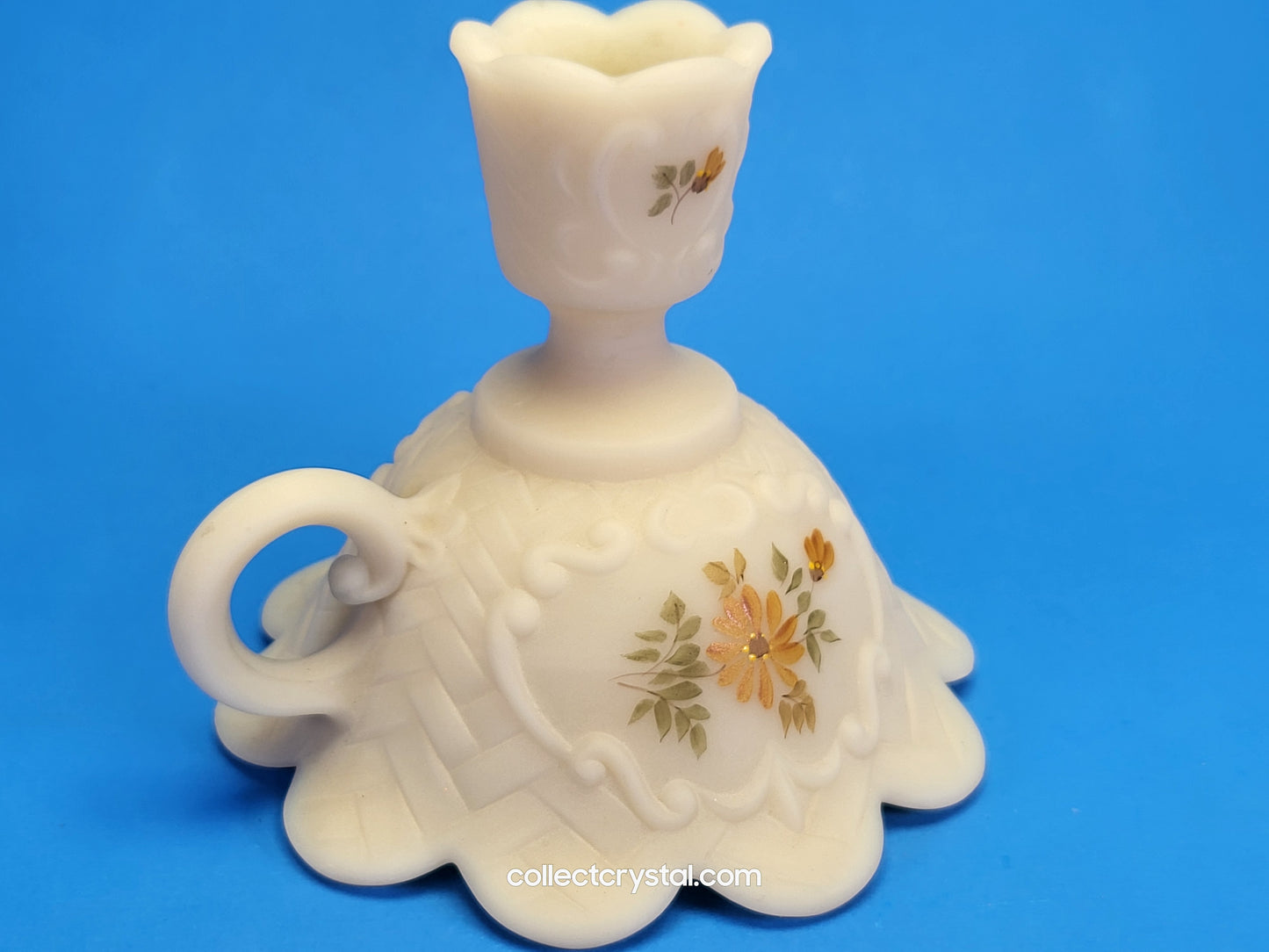 Fenton Cameo Satin Hand Painted Candle Stick holders