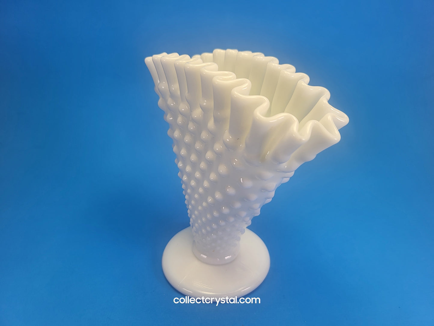 Fenton pair of Milk Glass Hobnail Fan Vases