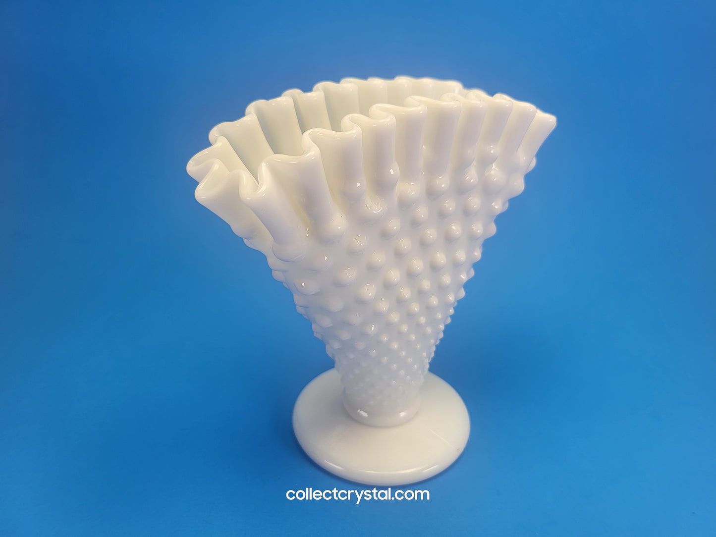 Fenton pair of Milk Glass Hobnail Fan Vases