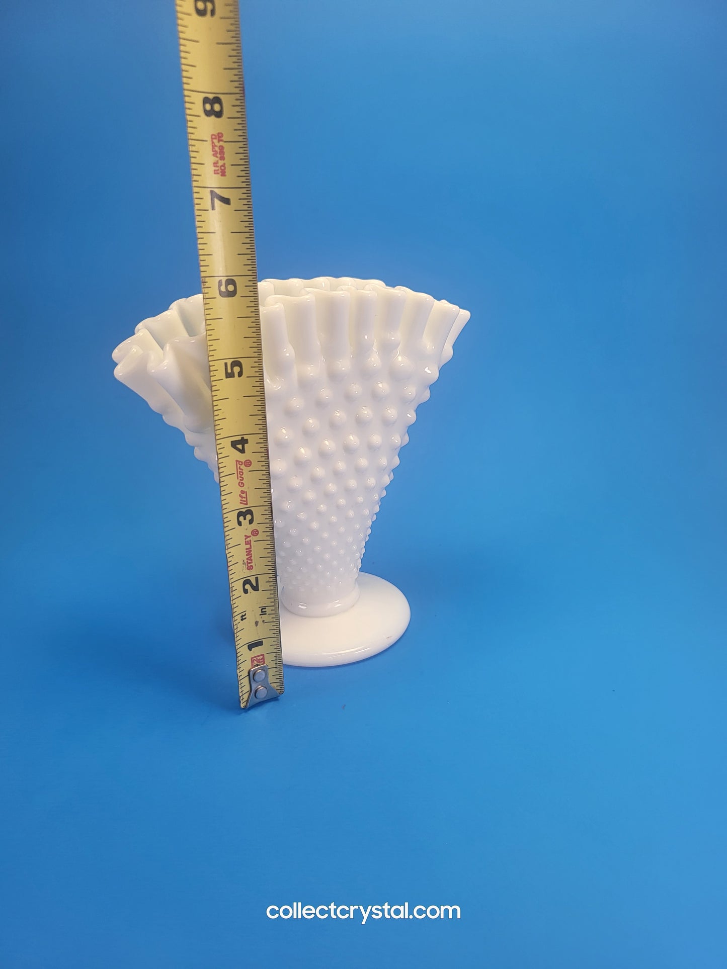 Fenton pair of Milk Glass Hobnail Fan Vases