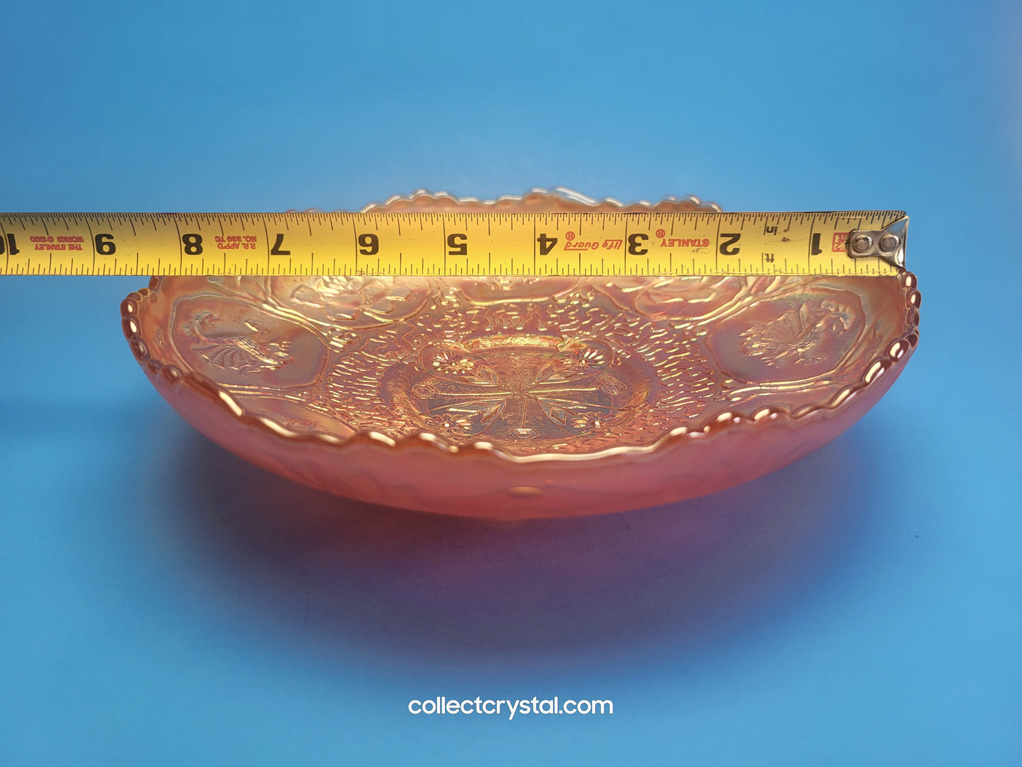 Fenton Carnival Glass Orange Dragon and Lotus Bowl