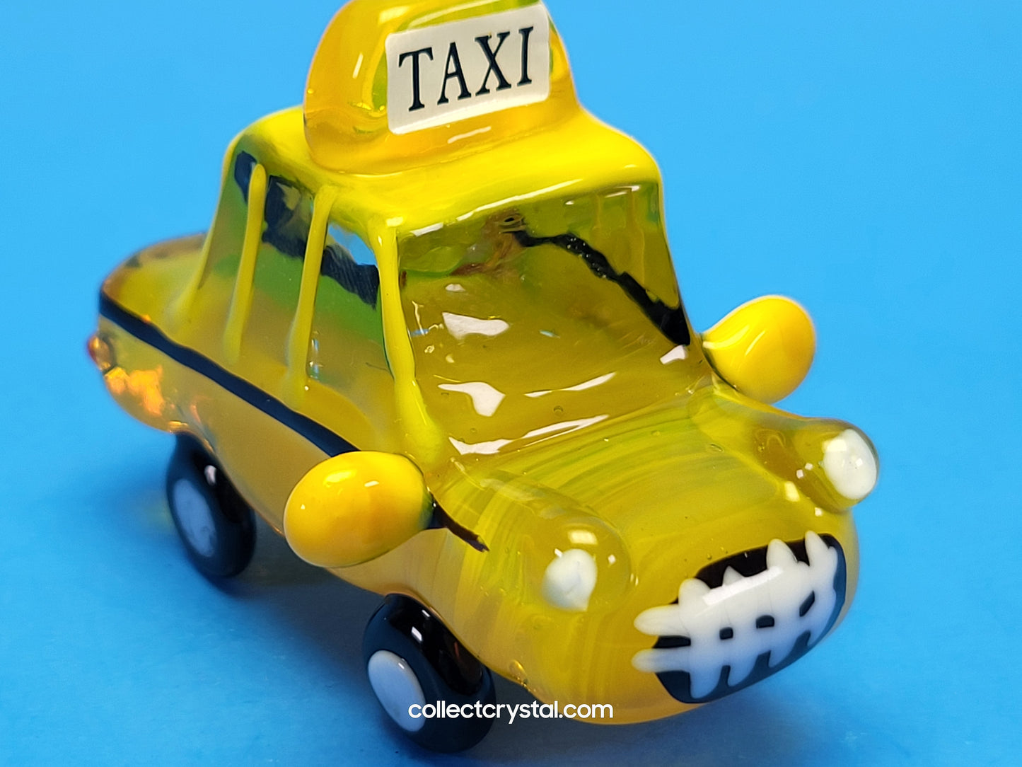 Yellow NYC taxi cab Hand blown glass 5 inches long