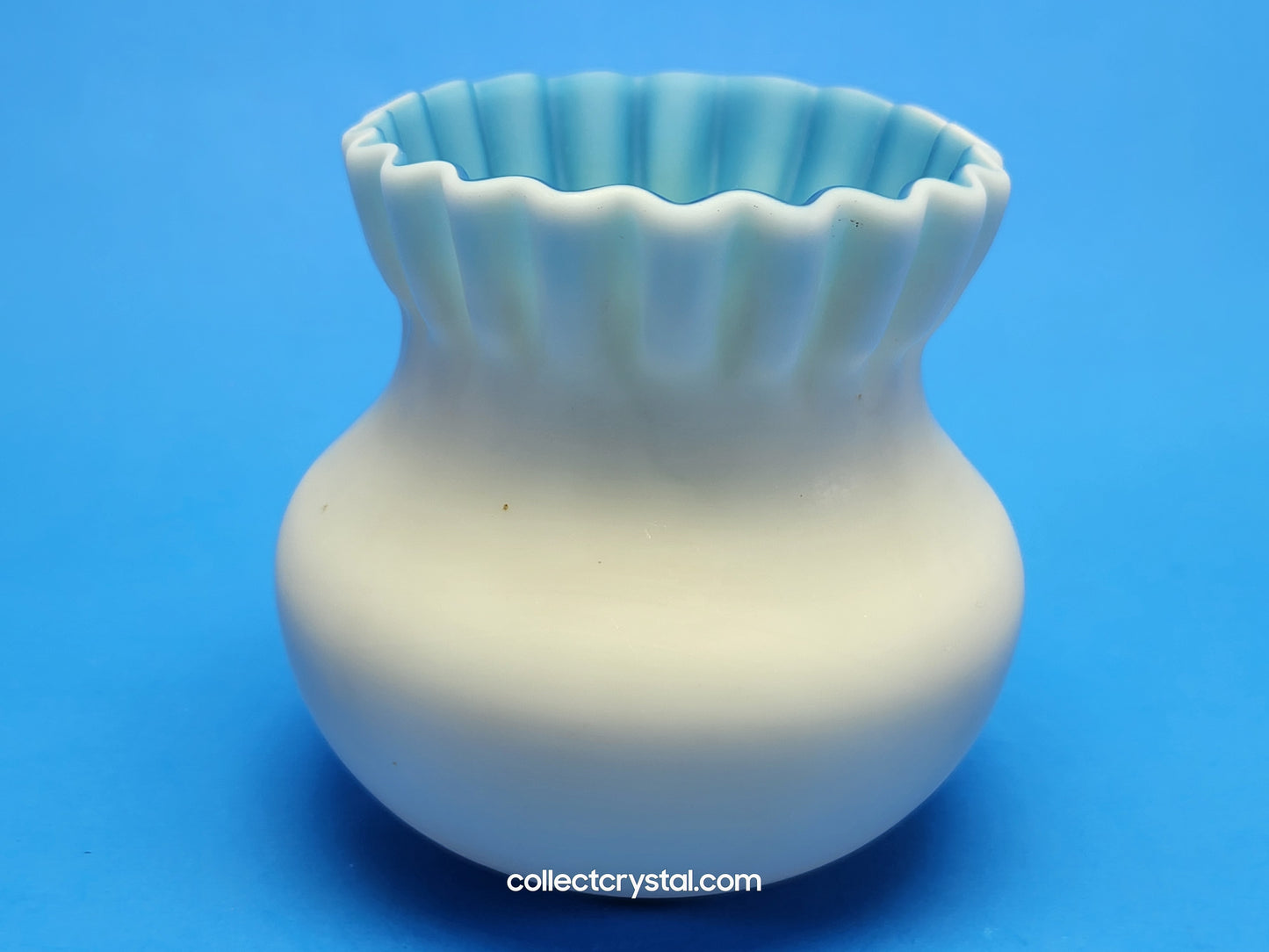 Victorian Glass Ruffled Small Blue bud vase custard blue