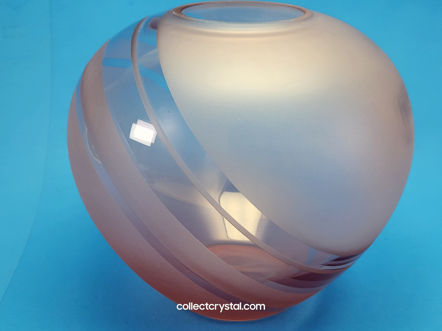 Fenton pink glass spherical matte - spiral optic horizon vase