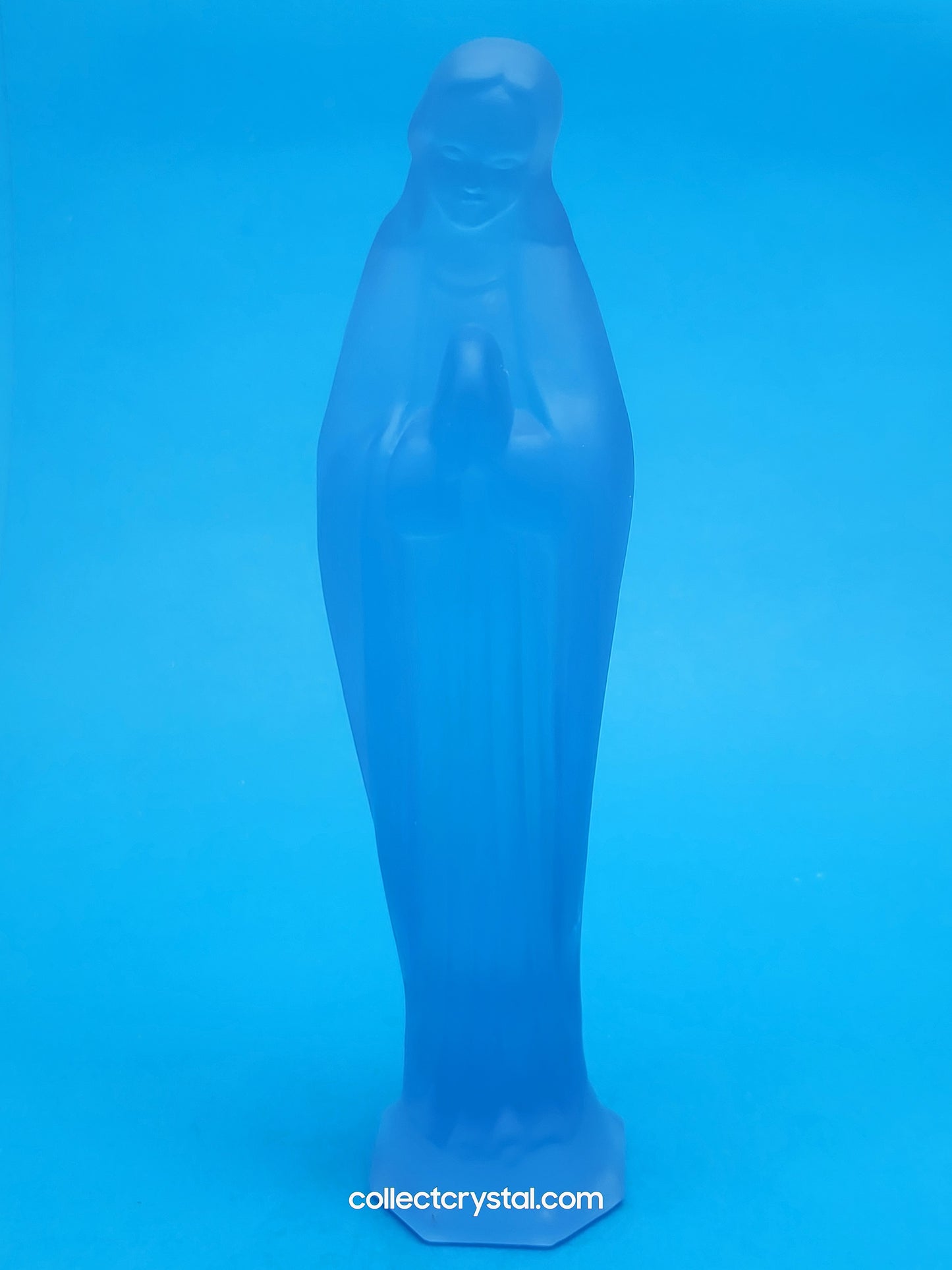 MOSSER Glass Religious Blue Satin Virgin Mary 7" Figurine
