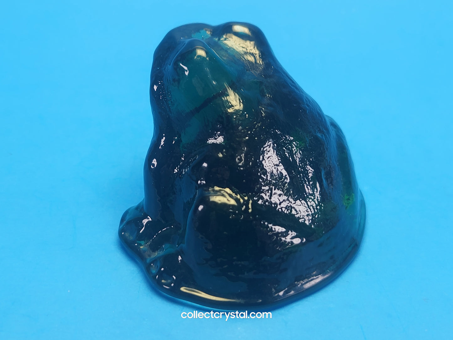 Wilkerson Frog Art Glass Dark Green 2"T x2 3/4"w shifts Toad Uranium