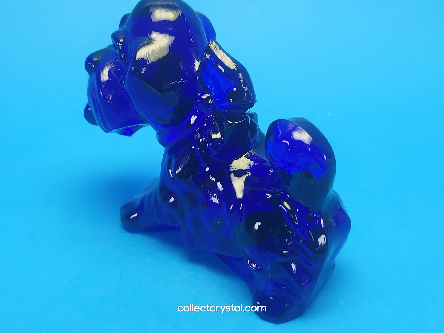Boyd Art Glass Parlour Pup Terrier Cobalt Blue