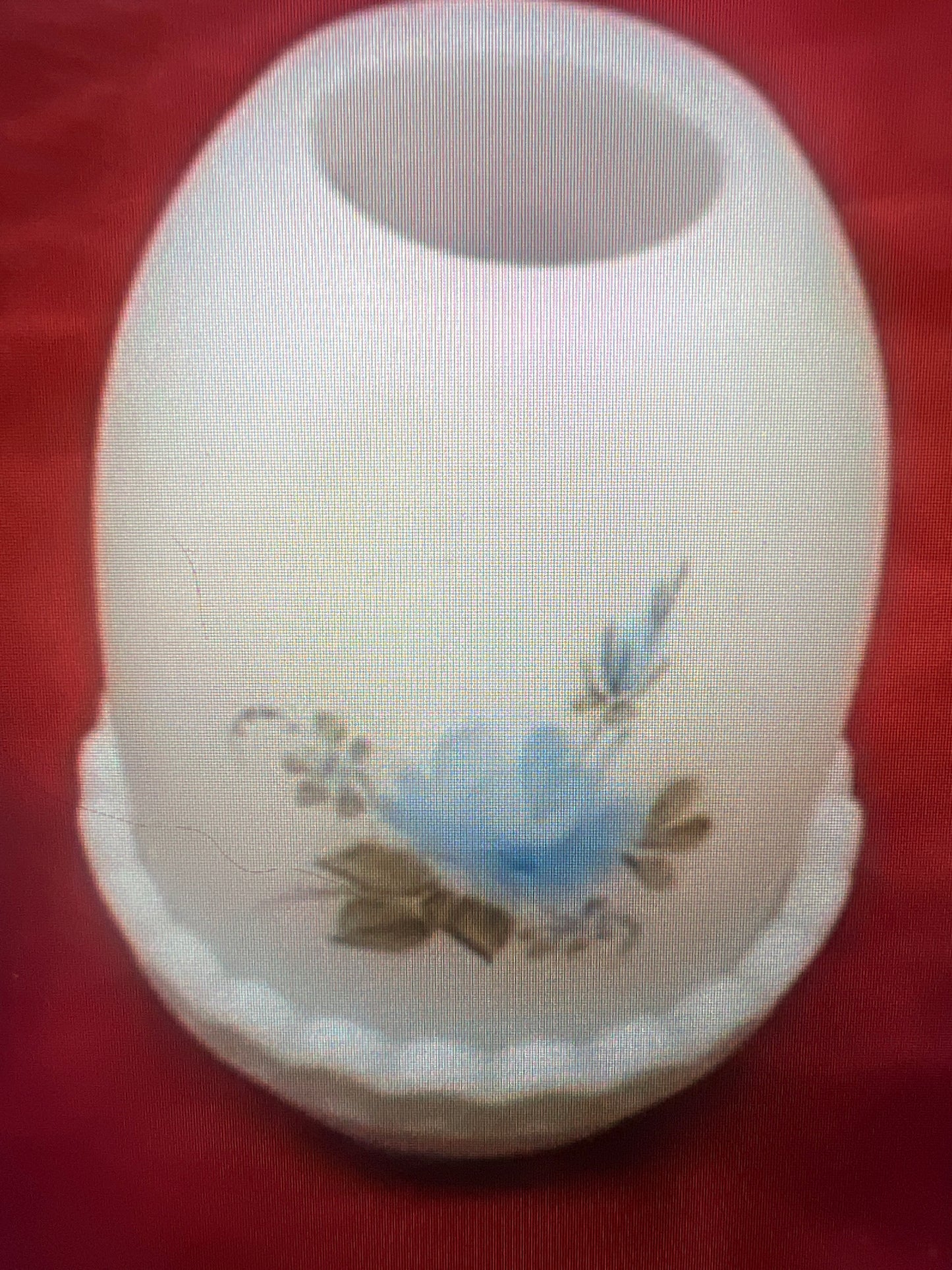 Fenton blue floral hand painted fairy light lamp