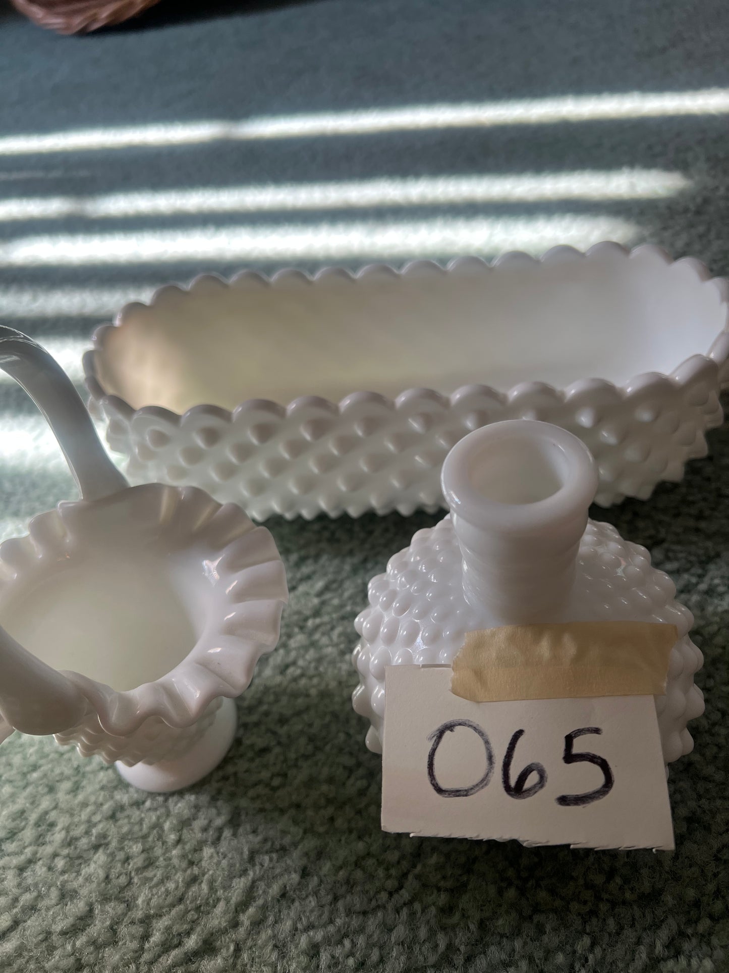 Depew # 65 Fenton milk glass 3 piece set