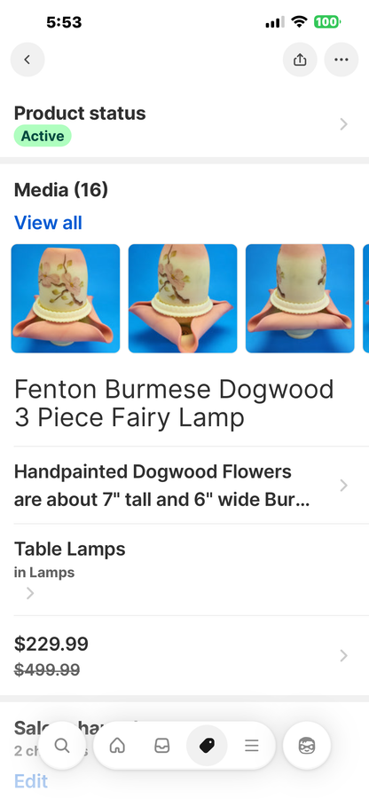 3 piece Fenton fairy lamp bundle