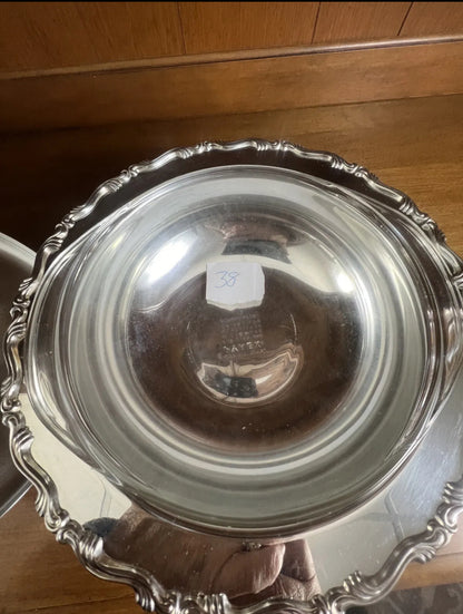 G.I. # 038 Pyrex F.B. Rogers Silverplated Covered Footed Serving Dish