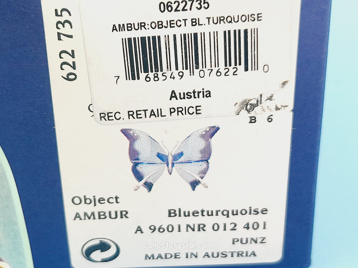 Paradise Crystal Butterfly Figurine, Ambur Turquoise # 622735
