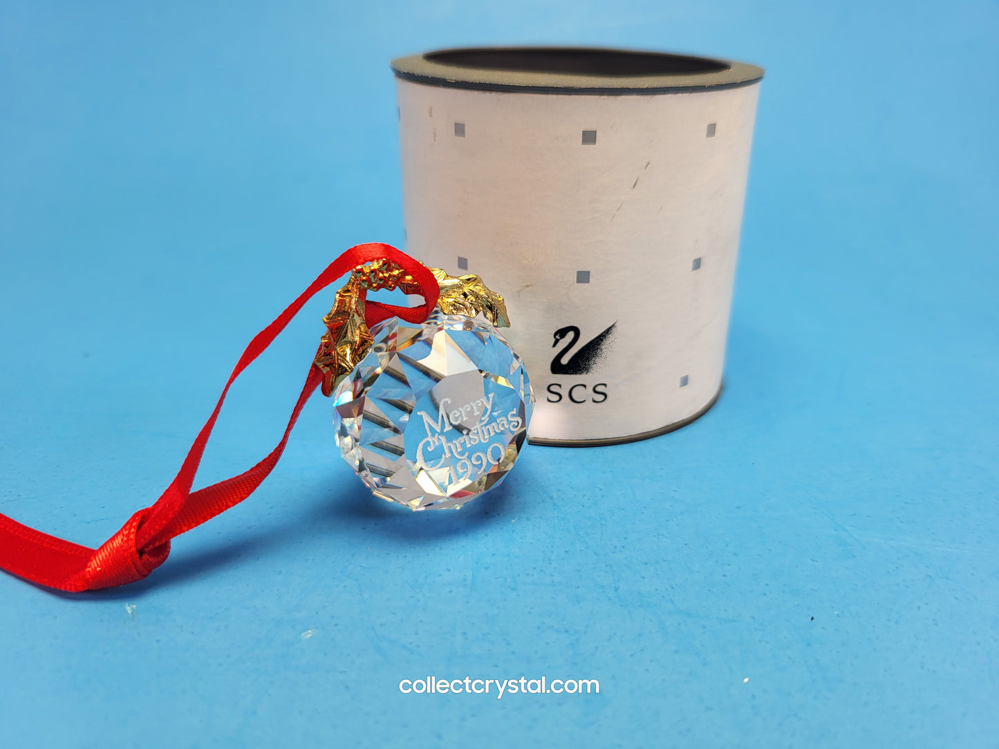 Swarovski Faceted Crystal Ball 1990 Merry Christmas Ornament Replacement Box
