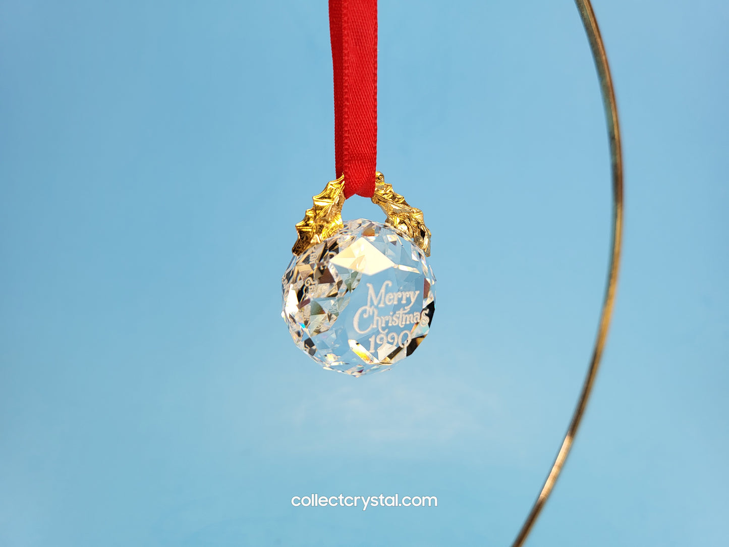 Swarovski Faceted Crystal Ball 1990 Merry Christmas Ornament Replacement Box
