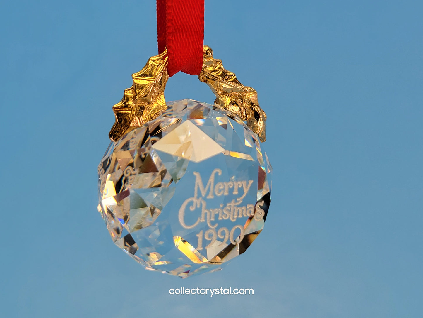 Swarovski Faceted Crystal Ball 1990 Merry Christmas Ornament Replacement Box