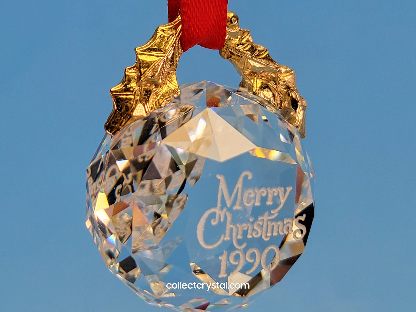 Swarovski Faceted Crystal Ball 1990 Merry Christmas Ornament Replacement Box