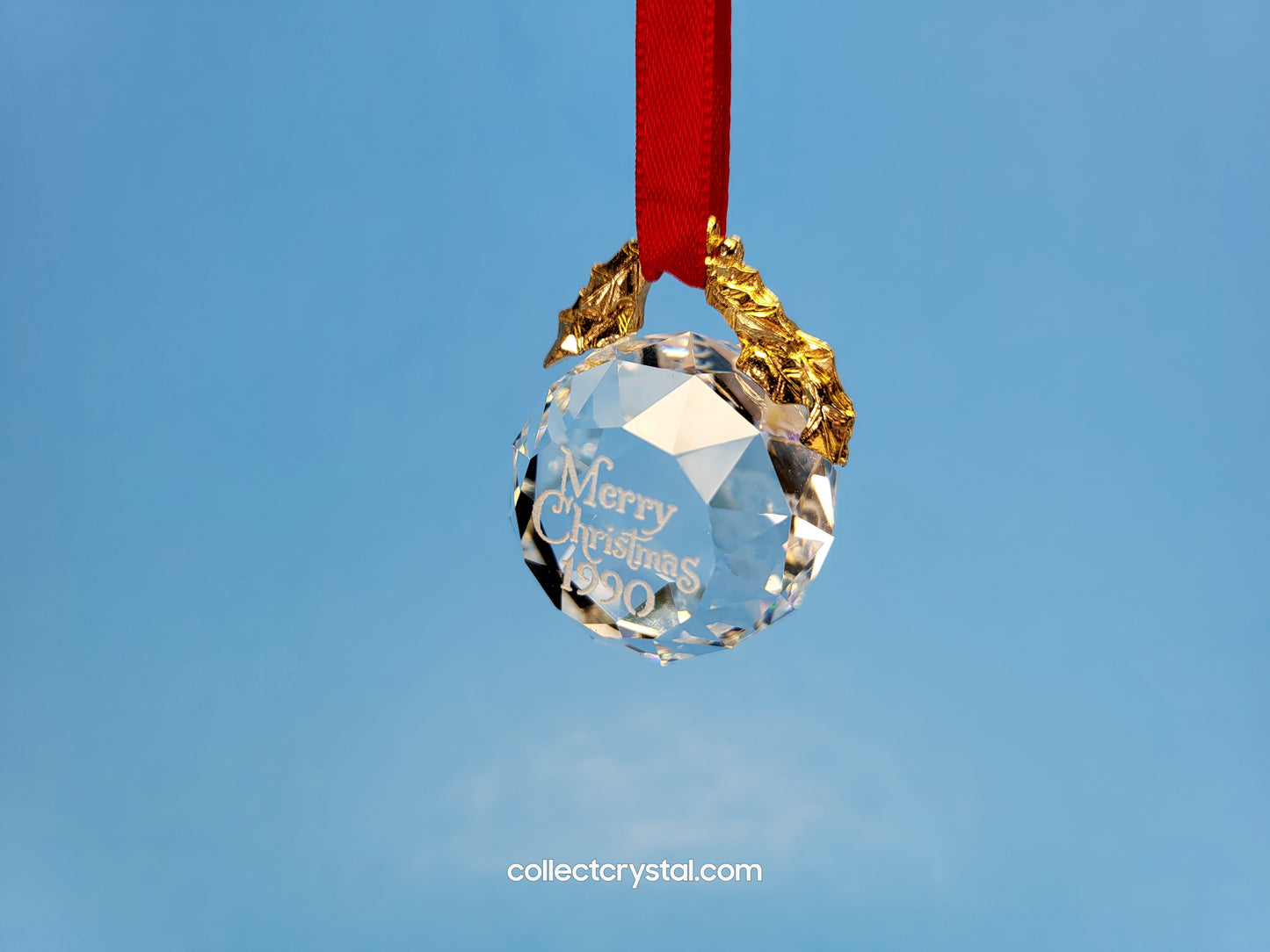Swarovski Faceted Crystal Ball 1990 Merry Christmas Ornament Replacement Box