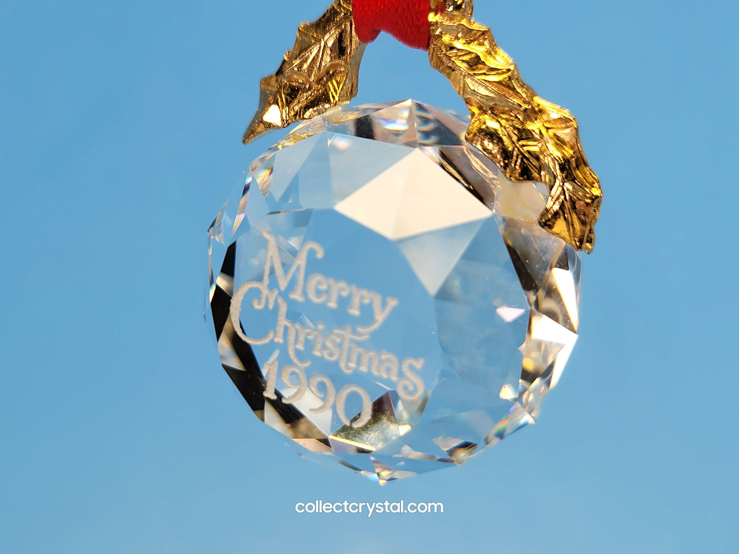 Swarovski Faceted Crystal Ball 1990 Merry Christmas Ornament Replacement Box