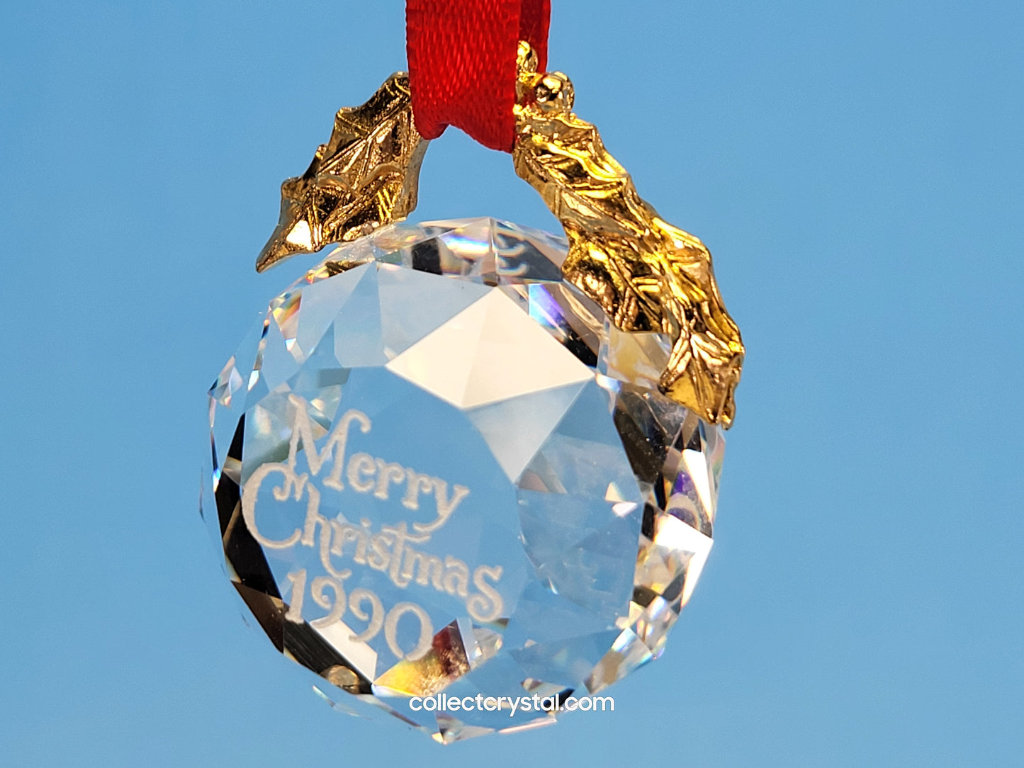 Swarovski Faceted Crystal Ball 1990 Merry Christmas Ornament Replacement Box