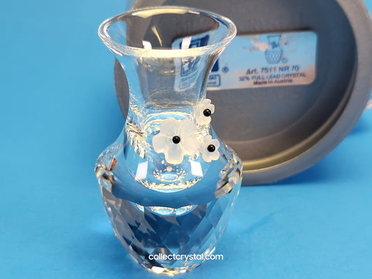 Vase - Bud 2.75” Figurine Elegant Art Glass with flowers 012259