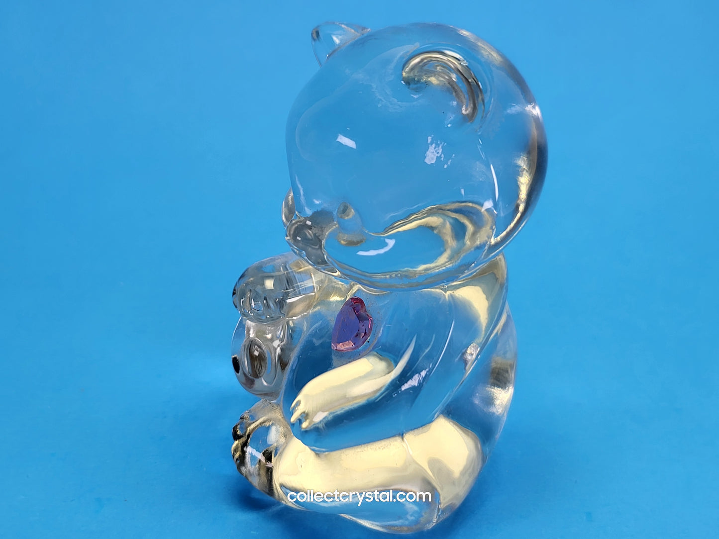 Fenton clear Teddy Bear pink heart