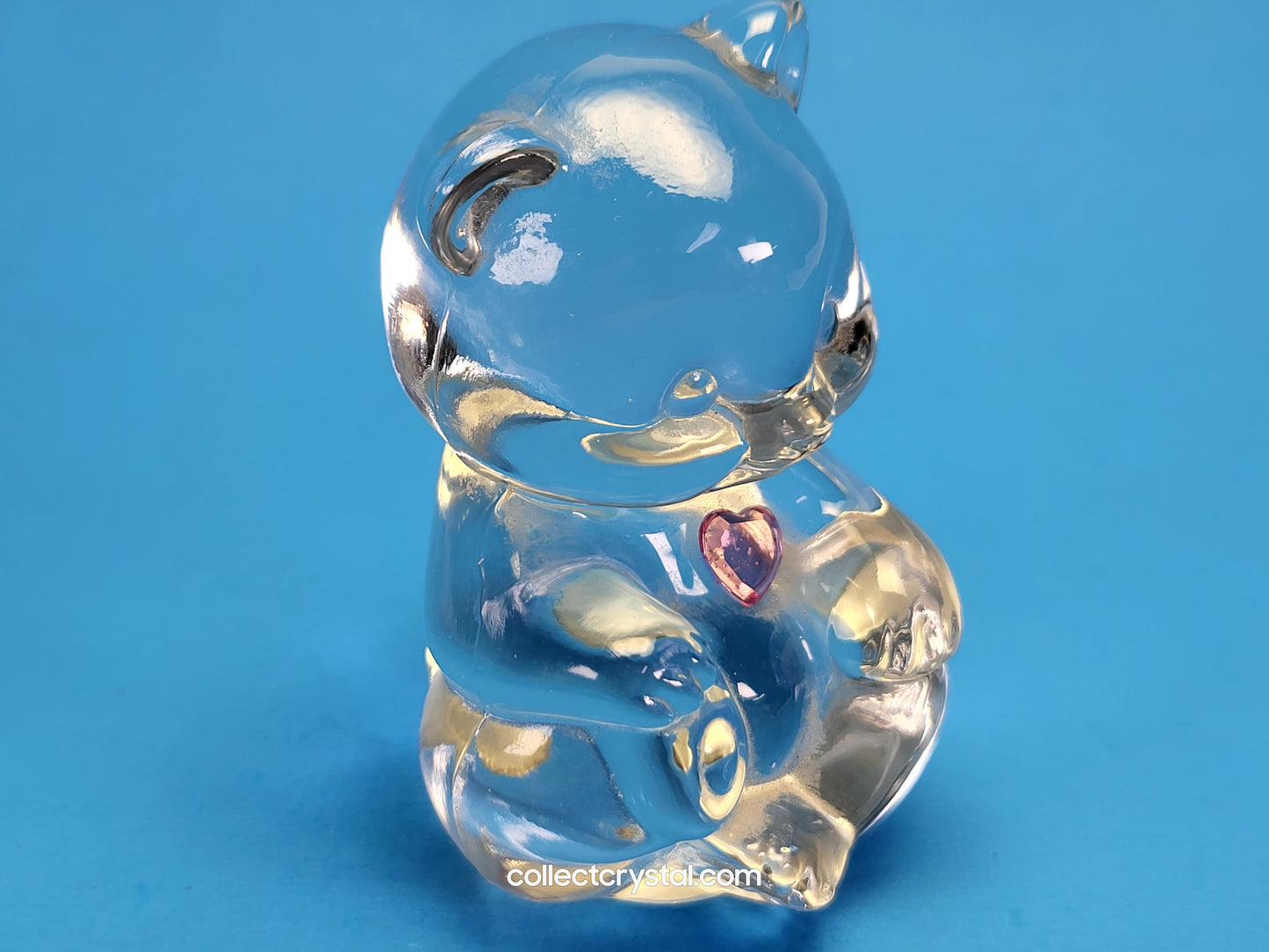 Fenton clear Teddy Bear pink heart