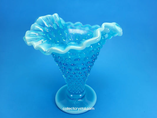 Fenton blue opal hobnail vase