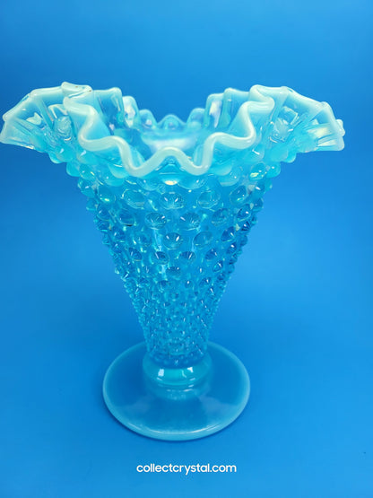 Fenton blue opal hobnail vase