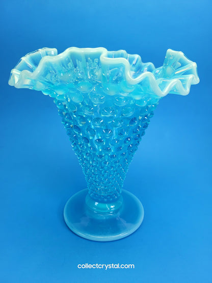 Fenton blue opal hobnail vase