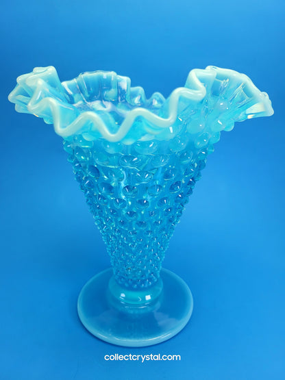 Fenton blue opal hobnail vase