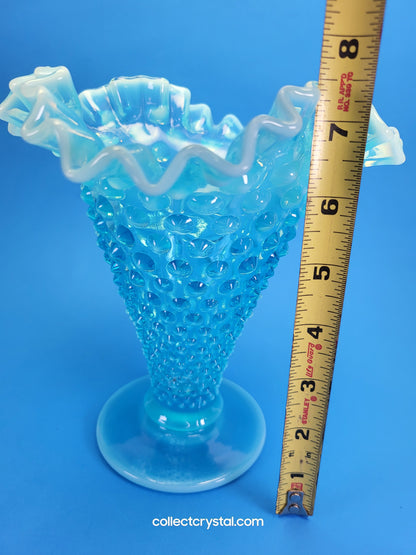 Fenton blue opal hobnail vase