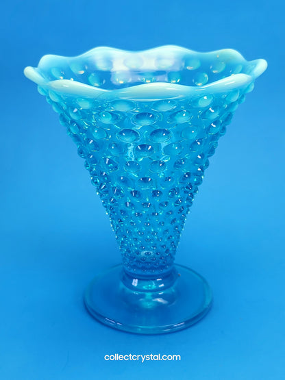 Fenton blue opal hobnail vase