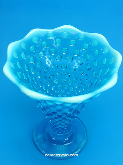 Fenton blue opal hobnail vase