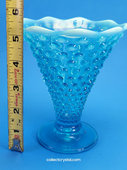 Fenton blue opal hobnail vase