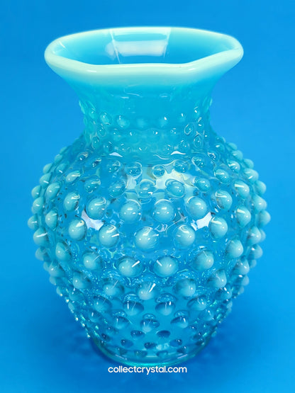 Fenton blue opal hobnail vase