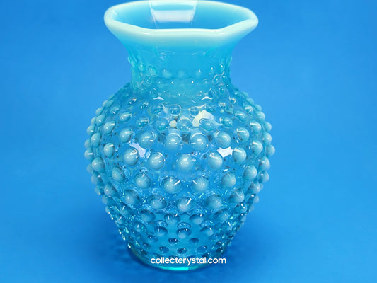Fenton blue opal hobnail vase