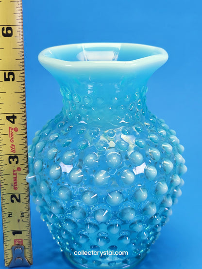 Fenton blue opal hobnail vase